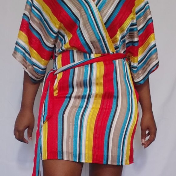 Show Stopper Striped Colorful Dress Size Medium - Picture 4 of 5